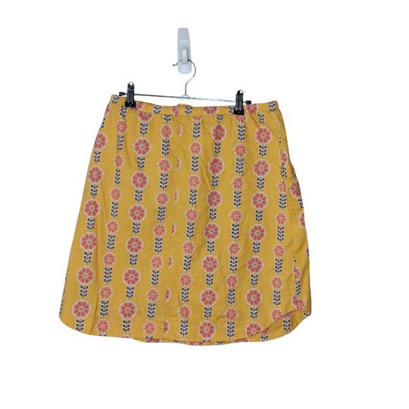 Sunhee Moon Yellow Floral Cotton Skirt with Tie Front | Size 3 | Made in USA - Picture 8 of 12